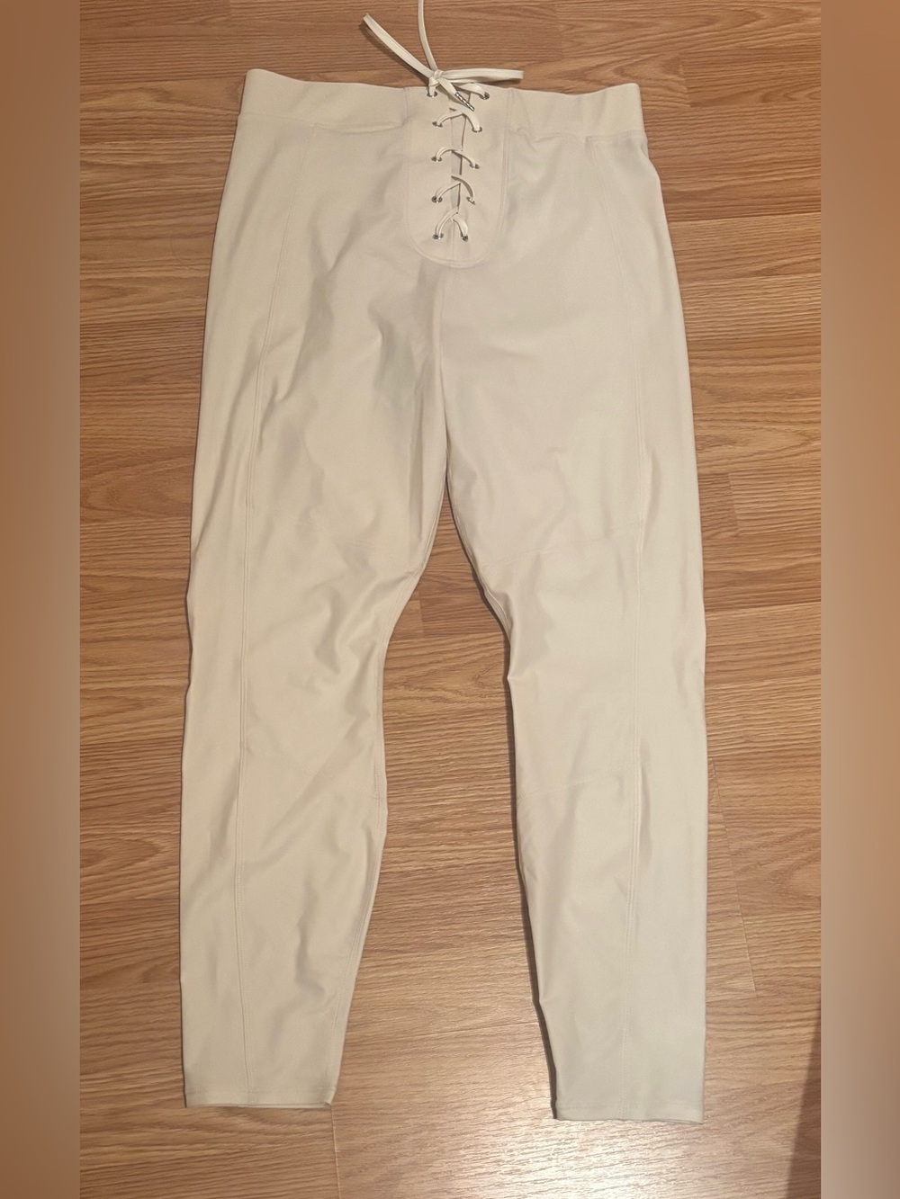 Good American Bombshell Lace-Up Leggings Ivory White Size 4 NWT
